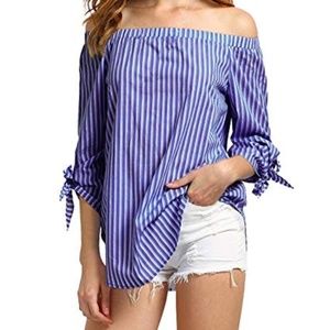 Stripped Off the Shoulder Top